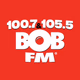 100.7 & 105.5 BOB FM - KYMV Logo