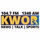 104.7 FM 1340 AM KWOR - KWOR Logo